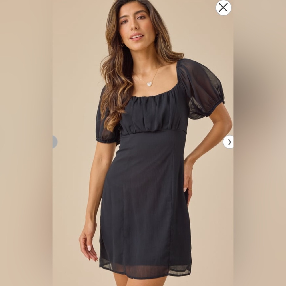 Altar'd State NWT Harlan Puff Sleeve Mini Dress - Black